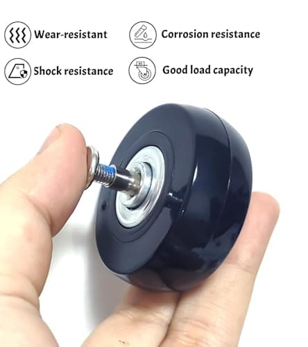 4Pcs Suitcase Replacement Wheels, 49mm x 14.5mm Double Luggage Wheels Rubber Swivel Caster for Trolley Roller Bearings Repair Kits — view 3