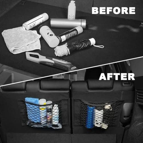 AOOWU Car Boot Storage Net 3 PCS, Black Magic Adhesive Mesh Cargo Net, Elastic storage Net for Van, Caravan, Trunk, Cargo, Camping, Car Organiser Essentials, Car Back Rear Trunk Seat Mesh Net, 40x25cm — view 5