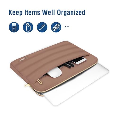 MOSISO 16 inch Laptop Case Puffy Sleeve with Small Bag, Mocha — view 2