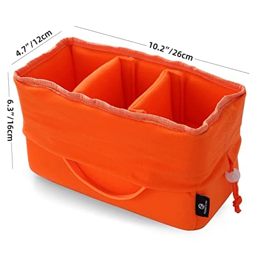 Koolertron Velvet Anti-Shock Bag for DSLR SLR Camera for Sony DSLR Canon Nikon with Lens (Dark Orange) — view 3