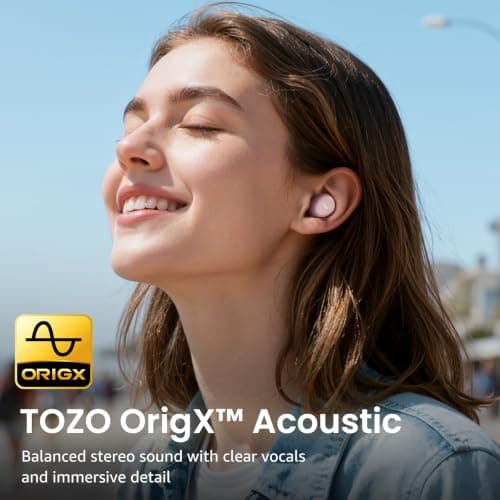 TOZO A1 Wireless Earbuds, Bluetooth 5.3 Earphones, Support APP EQ Setting, 32H Long Playtime, Ear Buds with HiFi Stereo Sound, Light-Weight Wireless Earphones, IPX5 Waterproof Pink — view 2