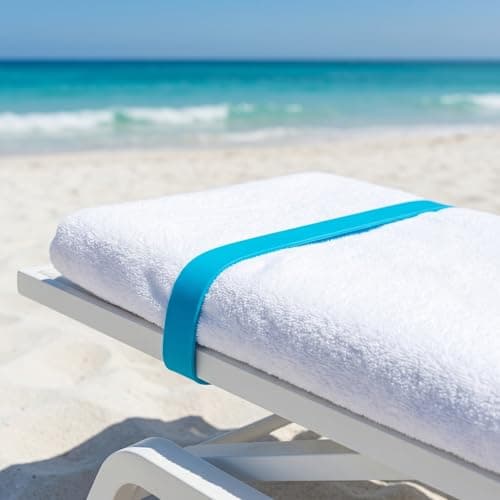 Elastic Beach Towel Bands for Sun Loungers, Windproof Towel Clips Alternative, Portable Sunbed Towel Straps Holder for Pool, Cruise and Beach Chairs（8pcs） — view 3