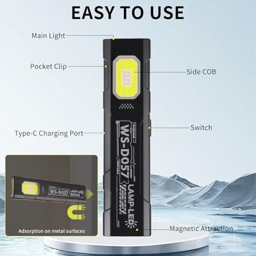Small Flat Torch, Rechargeable Mini LED Torch 550LM Multi Mode EDC Torch — view 3