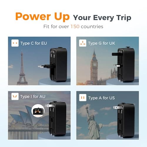 TESSAN UK to Universal Travel Adapter, 1 Pack, Black — view 2