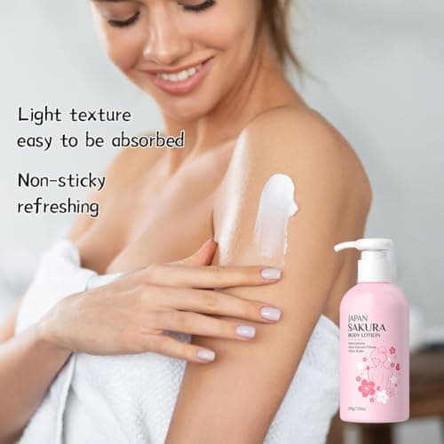 Wenrny Japan Sakura Body Lotion for Dry & Rough Skin,200g Unisex Sakura Scent Body Cream for Moisturizing,Hydrating,Soften and Smoothing Skin,Non- Sticky Refreshing,Travel Size Daily Hydration — view 3