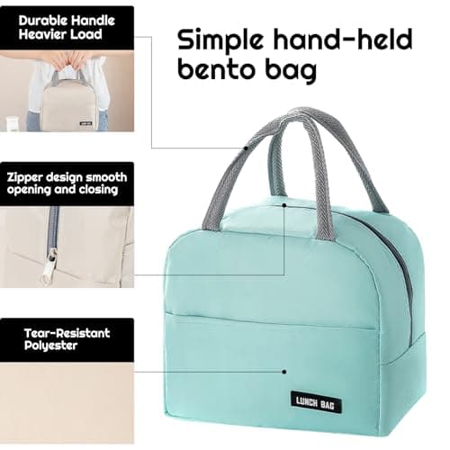SUOXU Insulated Lunch Bag for Men Women Kids Cool Bag- Reusable Thermal Food Bag Ice Pack with Leak-Proof Liner, Cooler Tote for Work, School, Picnic & Travel (5L - Light Green) — view 2