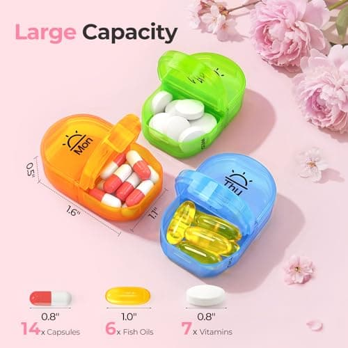 AUVON Weekly Pill Organiser with PU Leather Bag for Women, Dual Protection — view 5