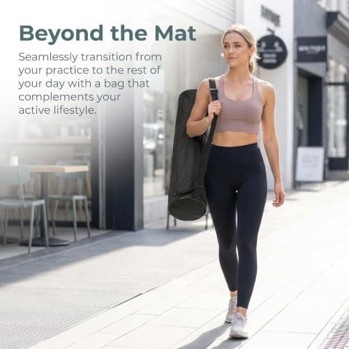 JWDHWZ Yoga Mat Bag Long, Pilates Mat Bag with Carrying Strap Portable 72x16cm Fitness Mats Bags Lightweight Yoga Bags Full Zip for Gym Walking Work Travel (Black) — view 4