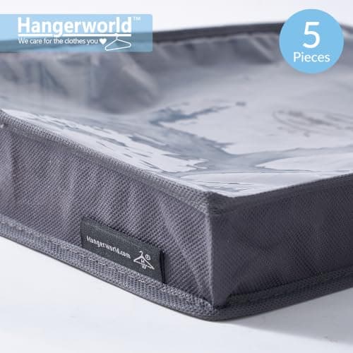 HANGERWORLD Pack of 5 Grey Breathable Cashmere Jumper Clothing Storage Pouch Bag with Clear Front — view 6