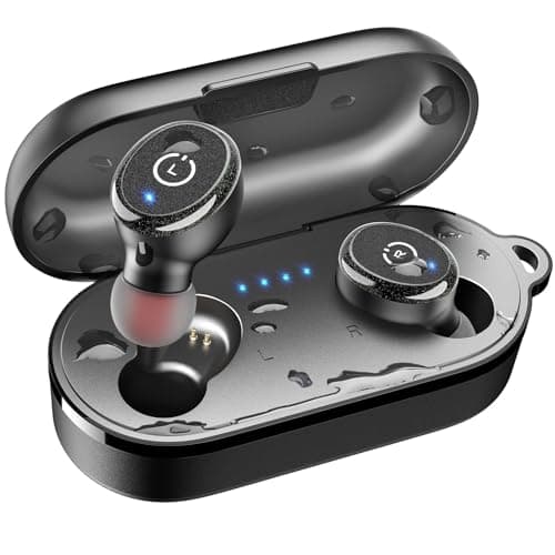 TOZO T10 Bluetooth 5.3 Wireless Earbuds with Wireless Charging Case IPX8 Waterproof Stereo Headphones in Ear Built in Mic Headset Premium Sound with Deep Bass for Sport Black — view 4