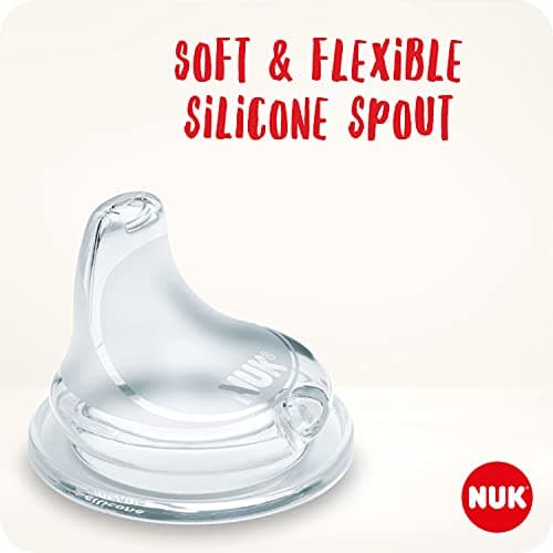 NUK First Choice Sippy Cup | 150 ml | Easy-Grab Handles & Orthodontic Silicone Spout | Leak-Proof | 6-18 Months | Anti-Colic | Temperature Control | Balloons (White) — view 3