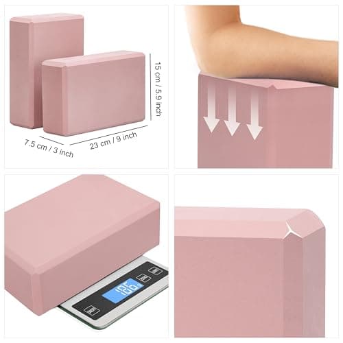 Exerz Yoga Blocks 2 Pack EVA Foam Gym Bricks Pilates Stretch Blush Pink — view 3