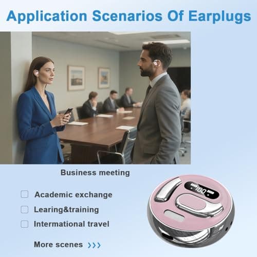 BZRYPREC OWS 144-Language AI Translator Earbuds - Real-Time Speech Translation with Accent Recognition - Learning/Travel/Business Bluetooth Earbuds（Pink） — view 3