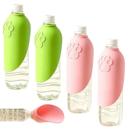 4 Pcs Portable Dog Water Bottles Attachment for Walks, Slip-On Travel Bowl
