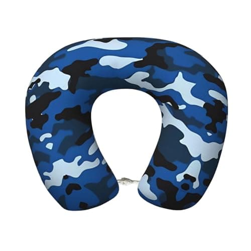 GaJher Blue Camo U-Shaped Memory Foam Travel Pillow - Neck Support for Home, Office, Car, Airplane Travel - Lightweight