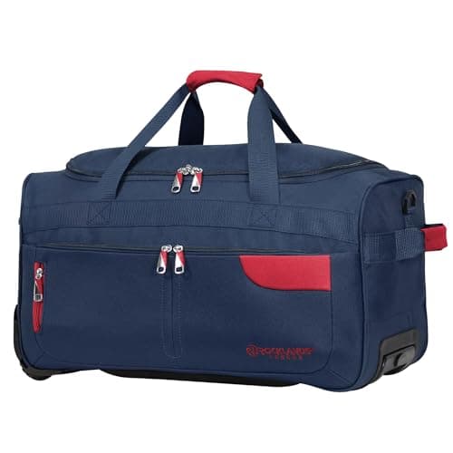 Rocklands® Lightweight Luggage Rolling Holdall Suitcase Wheeled Small Duffle Bag Travel Bag RL501 (Navy/Red, Small (Carry on) 20" (H55 x L29 x W28 cm)) — view 2