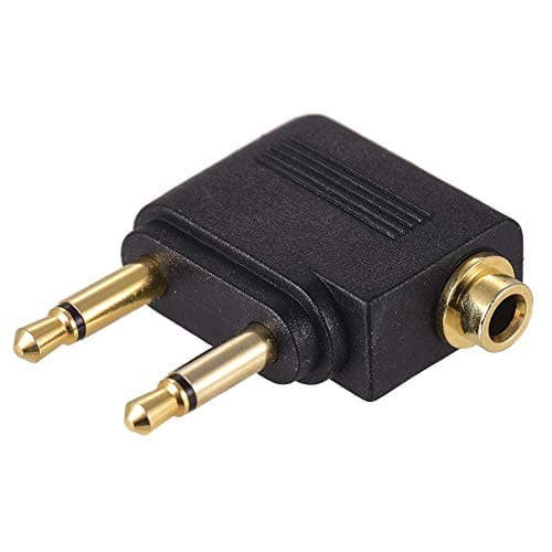Airplane Headphone/Earphone Socket Adaptor - Gold Plated 3.5mm Mono Jack Plugs to 3.5mm Stereo Jack Socket - Compatible with Sony, Bose, Beats, Apple, JVC, Sennheiser, Panasonic, Betron and more — view 2