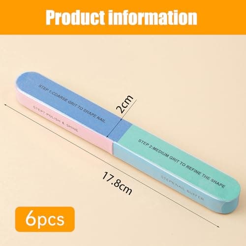 UEKPDM Nail File & Buffer, 7-Step Foam Block, 6 Pack, Assorted — view 2