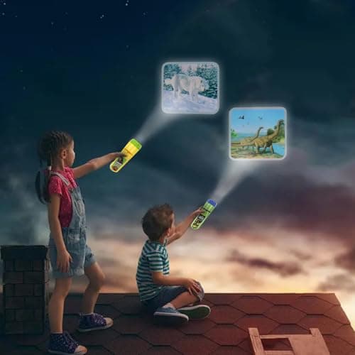 Georgie Porgy Children Projector Toys Educational Science Set Wall Ceiling Tent Torch Flashlight for Kids Gifts for Boys Girls (Dinosaur + Animal) — view 2