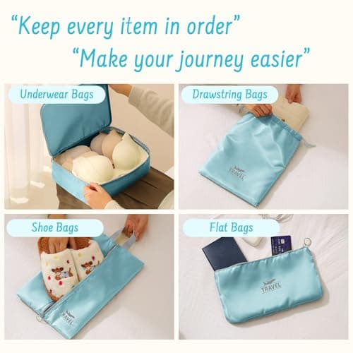 MOFELON 8PCS Packing Cubes for Suitcase, Travel Luggage Organisers for Backpack, Waterproof Suitcase Organiser Bags, Travel Essentials Accessories - sky blue — view 4