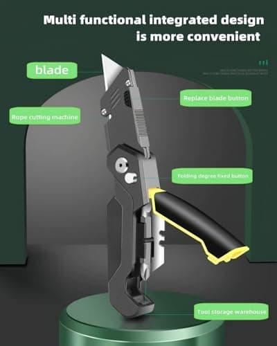 Heavy Duty Folding Utility Cutter Utility Multitool Pocket Tool with 3 pc Stainless Steel Replaceable Accessory with Belt Clip for Craft Tradesman Tool,Camping,Simple Repair — view 6