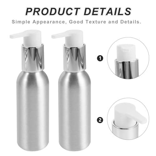 PACKOVE 3pcs Reusable Lotion Bottles 100ml Travel Size Aluminum Pump Dispenser Bottles with Effortless Application and Resists Deformation for Bathroom and Daily Use — view 3