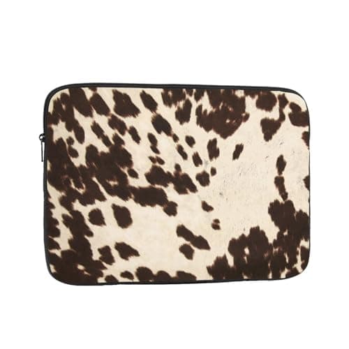 Brown Cowhide Printed Laptop Sleeve Case 15 Inch - Protective Laptop Cover Bag Shockproof Notebook Computer Bag For Men And Women