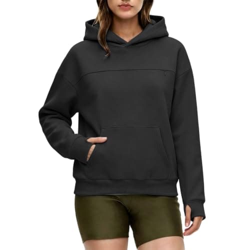 2026 Hoodies for Women UK Oversized Casual Sweatshirts Women's Jumpers Sweatshirts Pullover Cozy Hooded Sweatshirt With Large Pocket And Front Earphone Pocket For (Black, M) — view 6