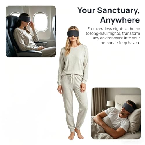Uitee Eye Mask Blackout Cotton Blend Black Blindfold for Sleeping Travel — view 2