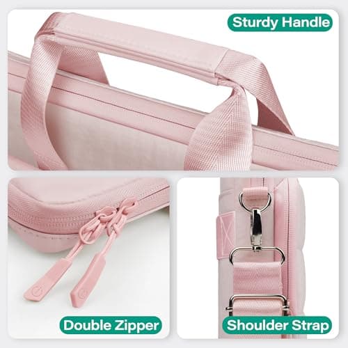 TECOOL Laptop Bag 15.6 16 inch 360 Protective with Shoulder Strap, Pink — view 5