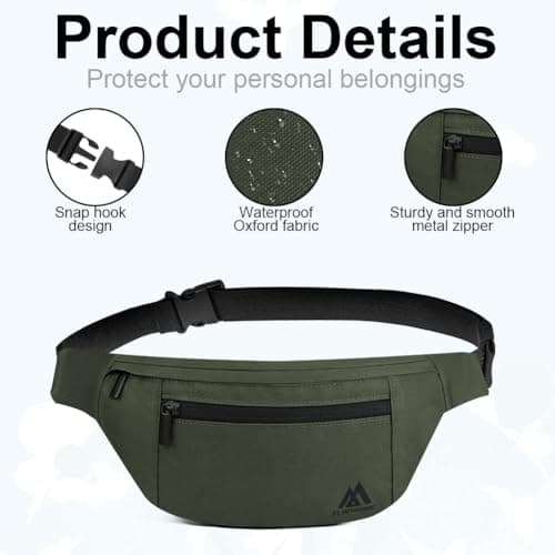 Flintronic Bum Bag, Waist Bags for Men Women, Travel Waist Pack with Adjustable Belt, 4 Compartments, Waterproof Bumbag for Sports, Running, Cycling — view 3