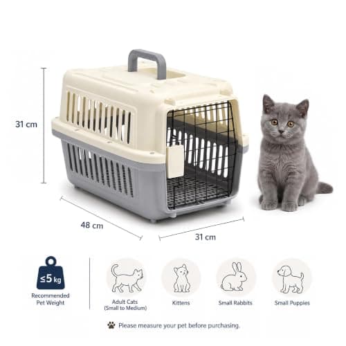 IHANA Hard Shell Cat Carrier with Secure Metal Door for Cats & Small Dogs — view 3