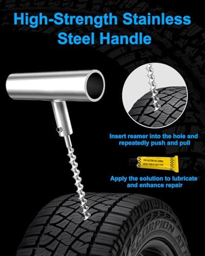 Beanewone Tyre Repair Kit, Car Tyre Puncture Repair Kit for Heavy-Duty Professional-Grade Vehicles, All-Terrain Vehicles, Motorcycles, Truck Tyres, Puncture Repair Kit Car, Emergency Puncture Repair — view 3
