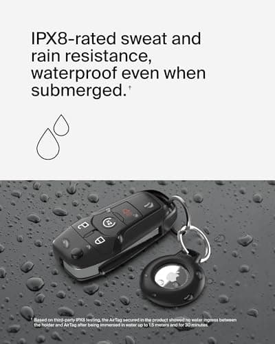 Belkin Waterproof Apple AirTag Secure Holder with Key Ring, Durable Scratch-Resistant AirTag Case, Protective AirTag Keychain Accessory for Keys, Pets, Luggage, Backpacks, and More - Black (1-pack) — view 2