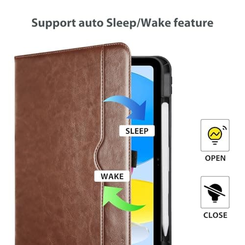 ProCase Leather Case for iPad A16 11th Gen 2025/10th Gen 2022 -Brown — view 6