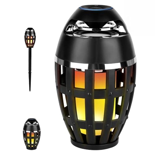 ALLOMN LED Bluetooth Flame Speakers, Outdoor LED Flame Effect Bluetooth Speaker Wireless Portable Waterproof LED Flame Speaker with Stake for Camping Patio Garden Yard BBQ Party, Valentine's Day Gift