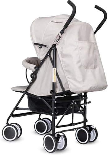 Compact Foldable Lightweight Stroller/Pushchair, Suitable from Birth to 3 Years (15kg Weight) Approx, Lightweight Travel Strollers for Airplane (Beige) — view 3