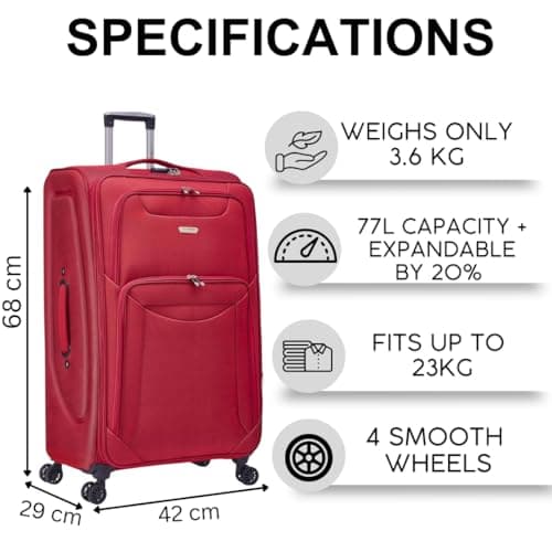 FLYMAX 24" Medium Super Lightweight 4 Wheel Suitcase Luggage Expandable with Wheels — view 2