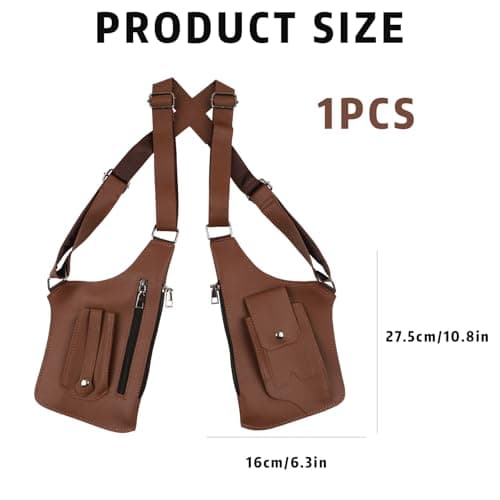 HONMINHUA Anti-Theft Hidden Underarm Shoulder Bag for Men and Women, Adjustable Double Shoulder Armpit Bag, Classic Shoulder Satchel for Travel, Daily Commute, Camping, Hiking (Brown) — view 2