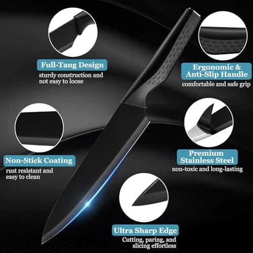 Onader Kitchen Knife Set with Block, 15Pcs Stainless Steel Sharp Knife Set — view 3