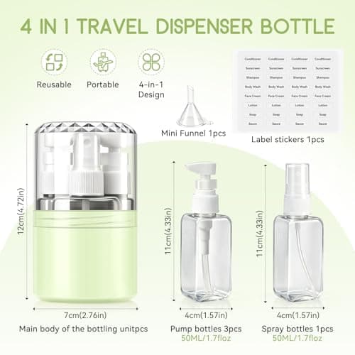 4 in 1 Travel Dispenser Bottle, Leak Proof Travel Toiletry Container — view 2