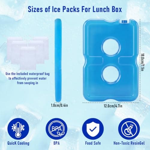 320ml 5 Pack Ice Packs for Lunch Boxes With 5 Pack Drawstring Bag — view 4