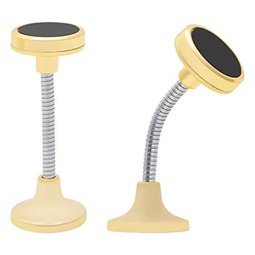 AQUARIUS Car Spring Magnetic Phone Holder, Gold 360° Rotation Dashboard Mount with 3M Adhesive Base, Universal Hands-Free Dashboard Cradle for iPhone & Android Smartphones — view 2