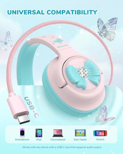 iClever Kids Headphones Wired USB C, Boys Girls Headphones for Kids — view 4