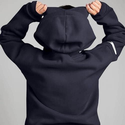 Mrat Kids Travel Hoodie with Eye Mask Built In Boys Girls Comfort Airplane Mode Travel Hoodies Long Sleeve Sweatshirt Pullover Autumn Winter Thermal Fleece Tops Activewear Unisex for Age 5-14 Years — view 5