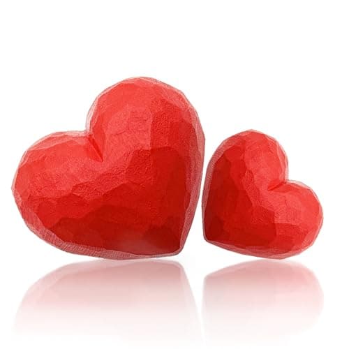 Handmade Heart Gift,Wooden Red Heart for Holding in Hand,Warm Encouraging Pocket Gift for Valentines,Birthday,Anniversary,Couples,Husband,Wife,Boyfriend,Girlfriend,Home Decor (4CM+6CM)