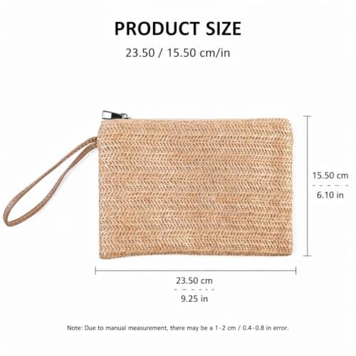 Elovara Womens Straw Clutch Bag, Woven Bohemian Summer Beach Envelope Purse — view 4