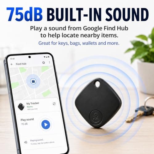 Oscanna Smart Tag 2 Pack for Google Find Hub, Bluetooth Item Trackers for Android, Keys, Bags and Luggage, Replaceable CR2032 Battery, Black — view 5