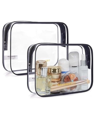 BAGSMART 2pcs Clear Toiletry Bag TSA Travel Essential for Makeup Liquids
