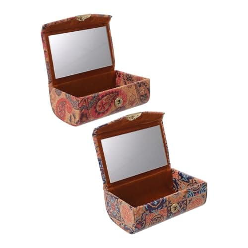 Lipstick Case Vintage Cork 2pcs with Mirror for Travel, Silver